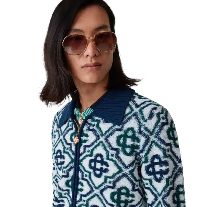 Monogram Knit Zip Jumper