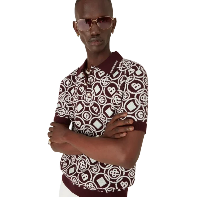 Monogram-pikétröja i bomullstrik Monogram-pikétröja i bomullstrik