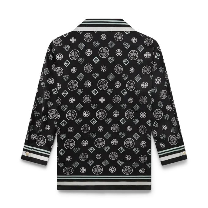 Monogram-pyjamas i silkesatin-skjorte