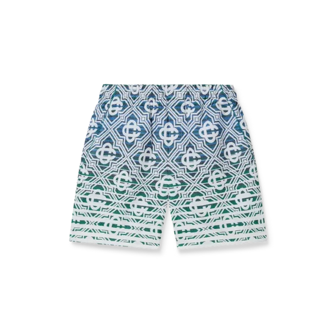 Monogram-shorts i frotté med ton-i-ton-mönster