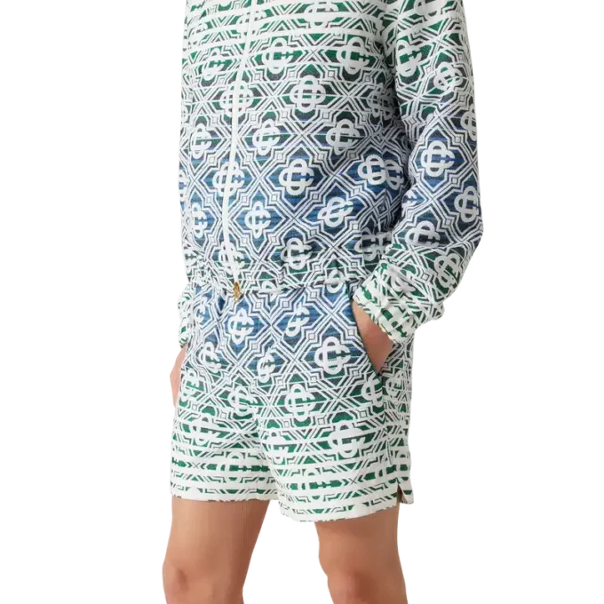 Monogram-shorts i frotté med ton-i-ton-mönster