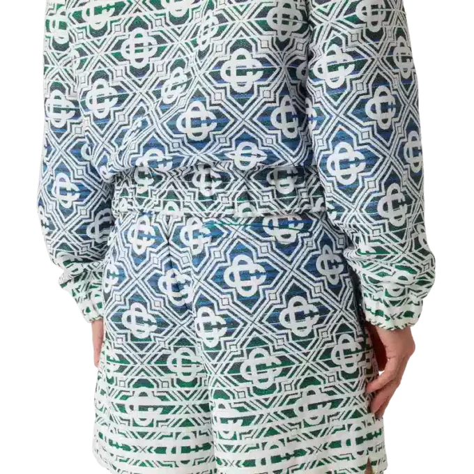 Monogram-shorts i frotté med ton-i-ton-mönster