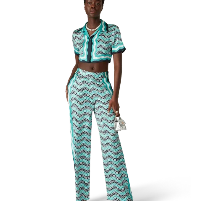 Monogram Wave-byxor i siden