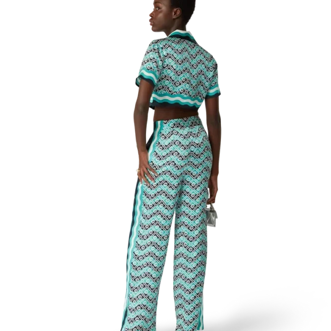 Monogram Wave-byxor i siden