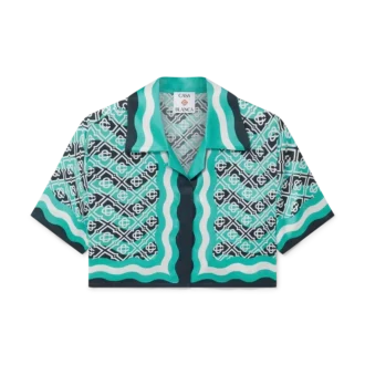 Monogram Wave kort silkeskjorta