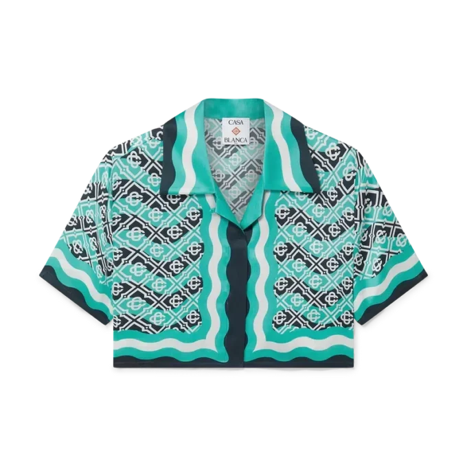 Monogram Wave kort silkeskjorta Monogram Wave kort silkeskjorta