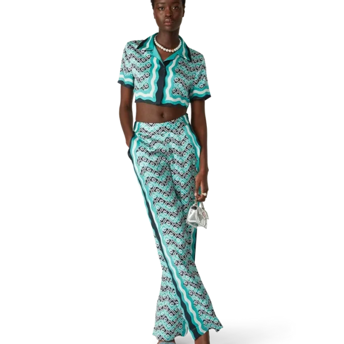 Monogram Wave kort silkeskjorta Monogram Wave kort silkeskjorta