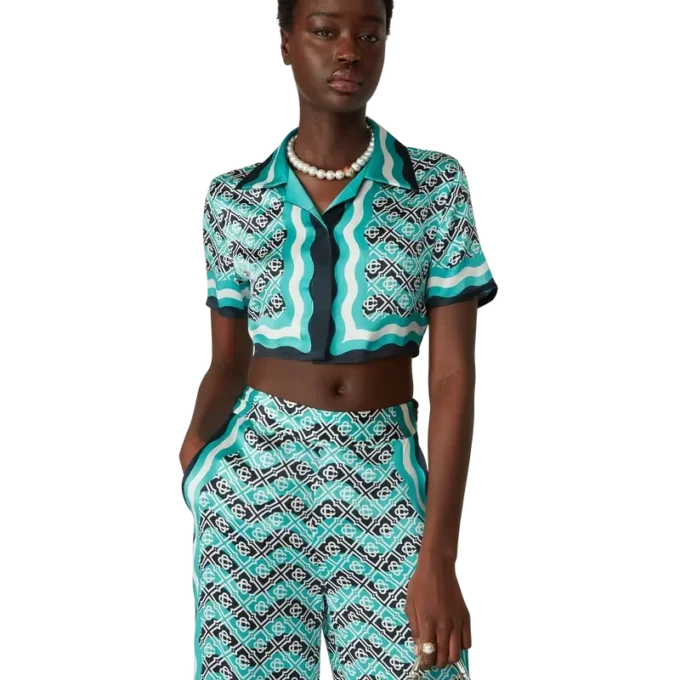 Monogram Wave kort silkeskjorta Monogram Wave kort silkeskjorta