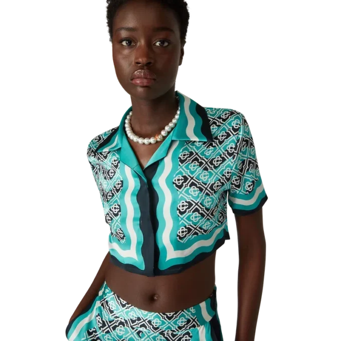 Monogram Wave kort silkeskjorta Monogram Wave kort silkeskjorta