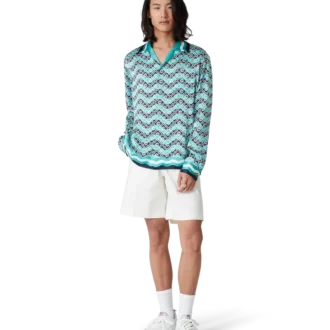 Monogram Wave långärmad silkesskjorta