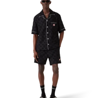 Monogramshorts i frotté