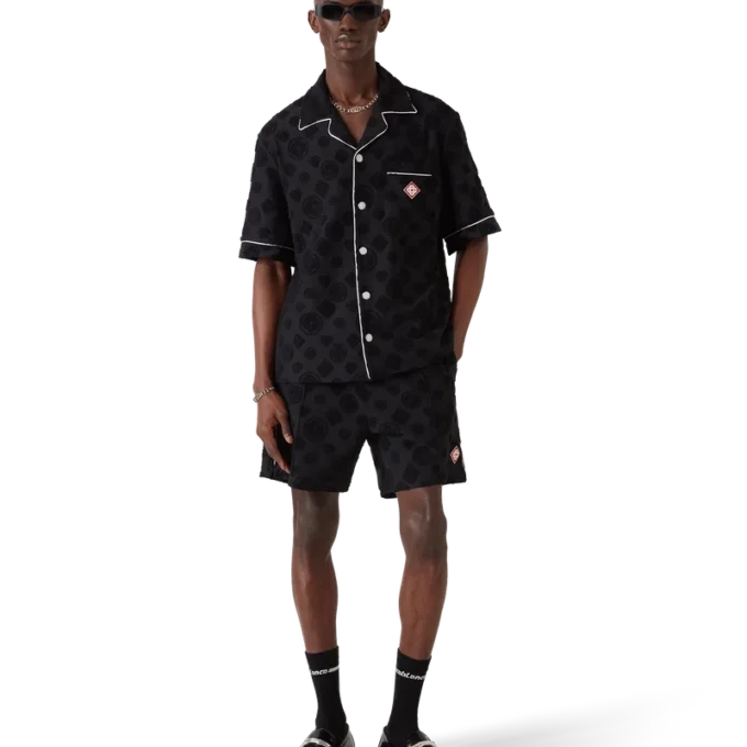 Monogramshorts i frotté