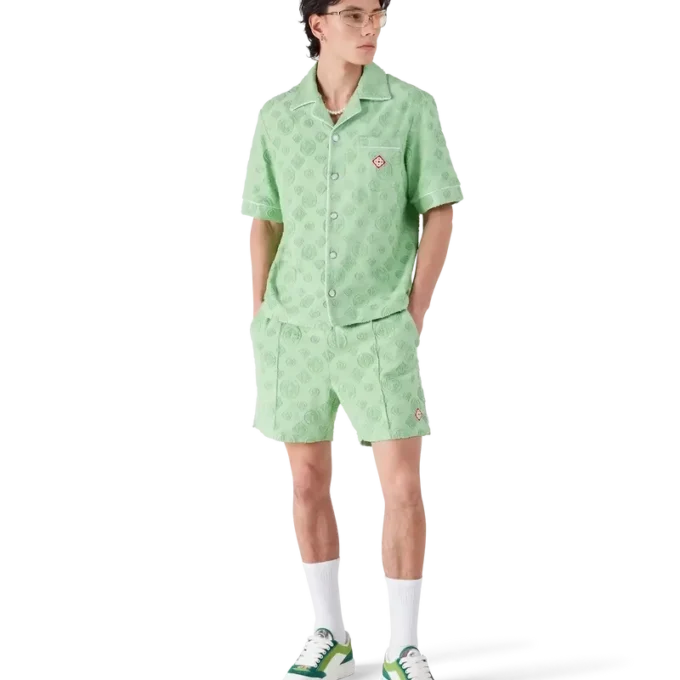 Monogramshorts i frotté