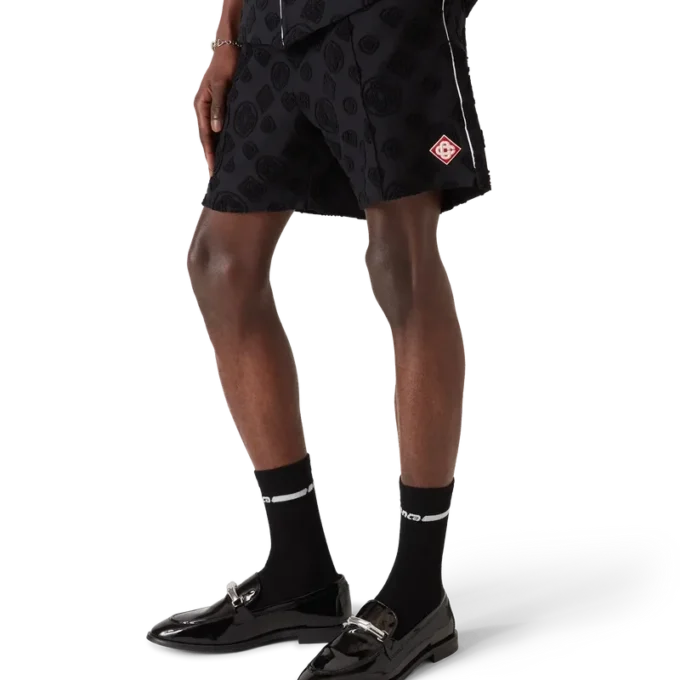 Monogramshorts i frotté