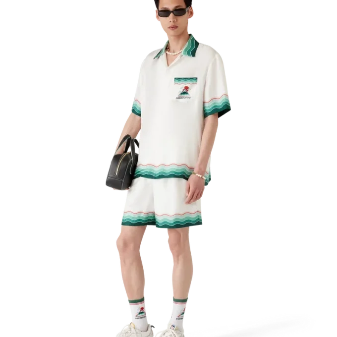 Montagne Ondulee kortärmad silkesskjorta