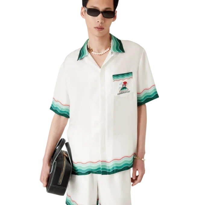 Montagne Ondulee kortärmad silkesskjorta