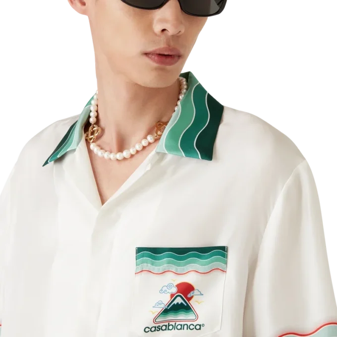 Montagne Ondulee kortärmad silkesskjorta