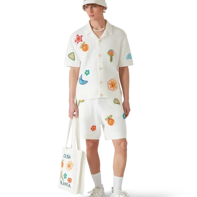 Motiv-virkade shorts