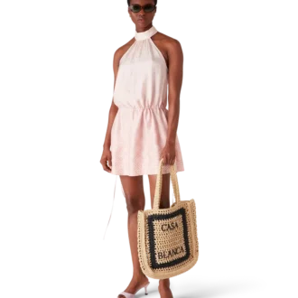 Naturfärgad raffia-väska