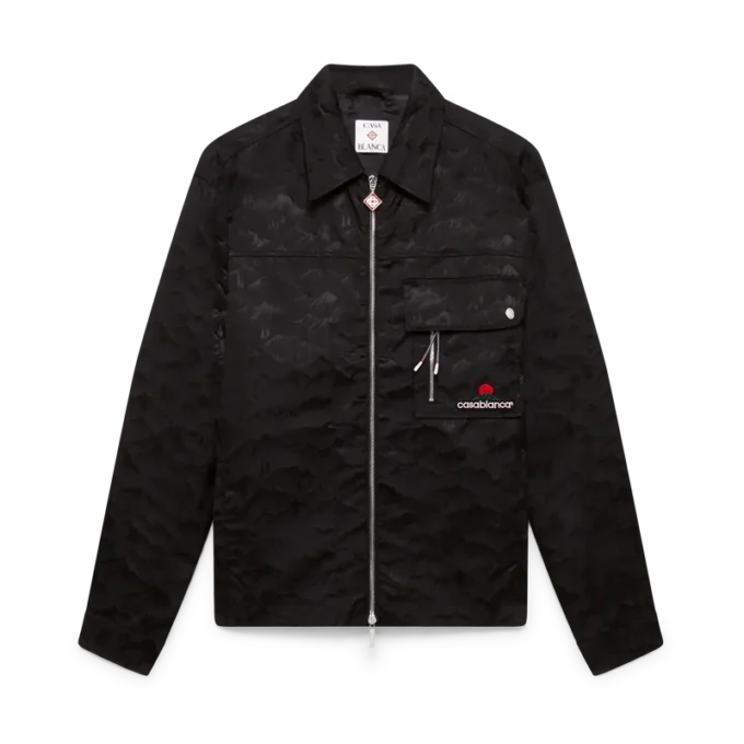 Nylon Mountain kortärmad kamouflage-shorts med dragkedja