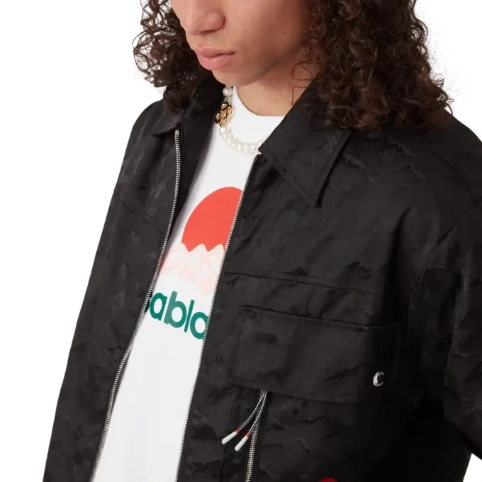 Nylon Mountain kortärmad kamouflage-shorts med dragkedja