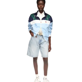 Nylonjacka med smala ränder