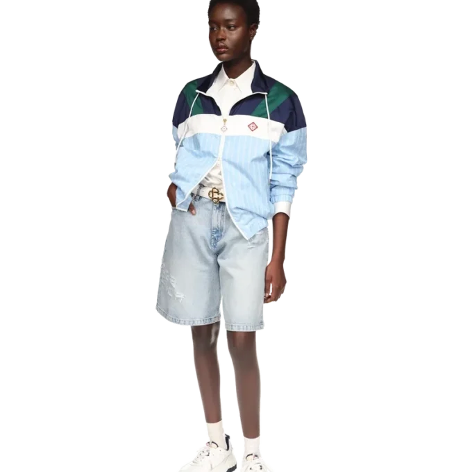 Nylonjacka med smala ränder