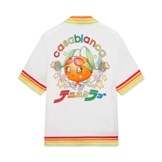 Orange maskot-kortärmad skjorta i silketwill