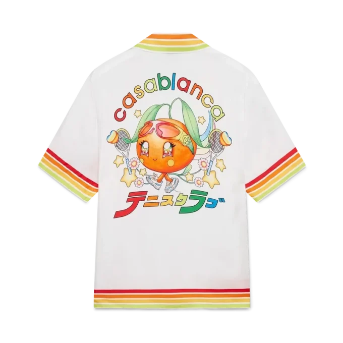 Orange maskot-kortärmad skjorta i silketwill