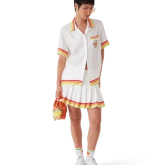 Orange maskot-kortärmad skjorta i silketwill