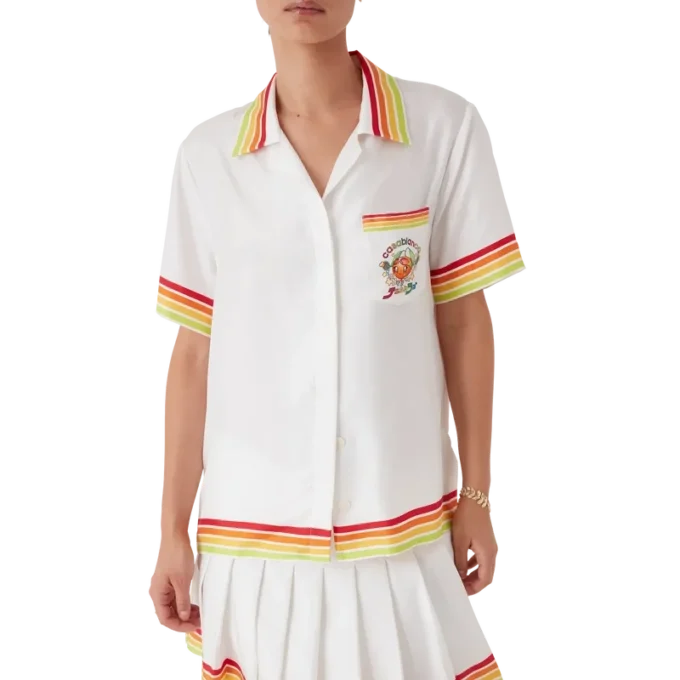 Orange maskot-kortärmad skjorta i silketwill