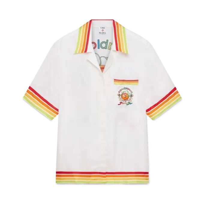 Orange maskot-kortärmad skjorta i silketwill