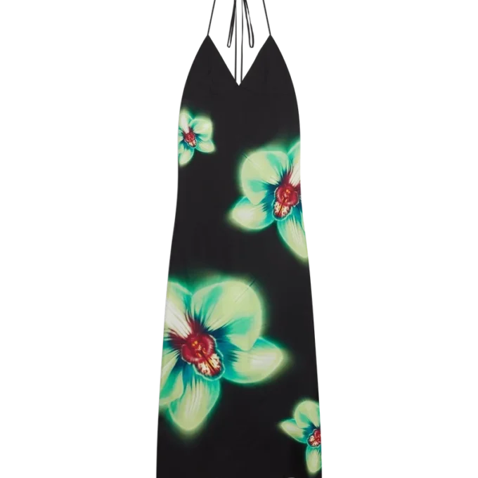 Orchid Glitch Silk Klänning