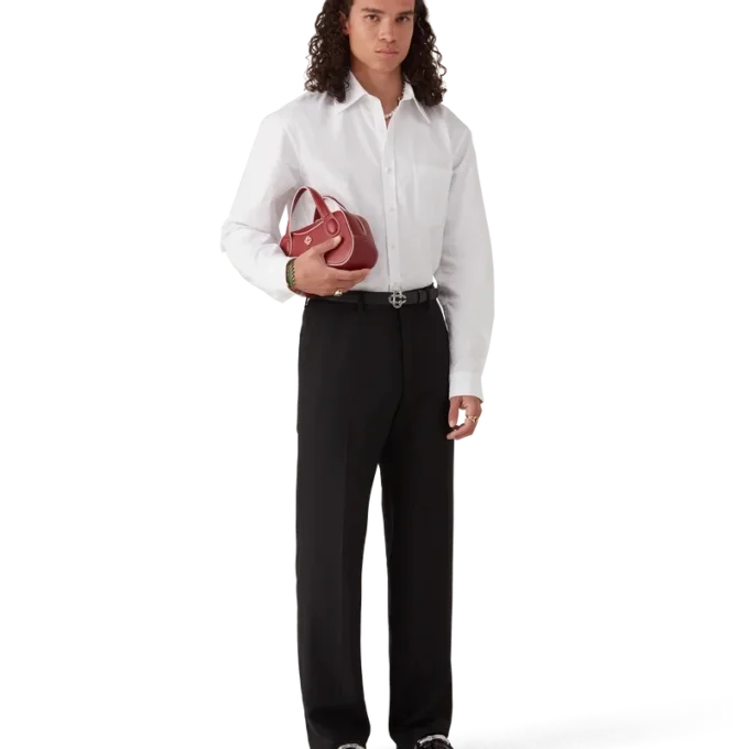 Oxfordskjorta i bomullsjacquard med monogram