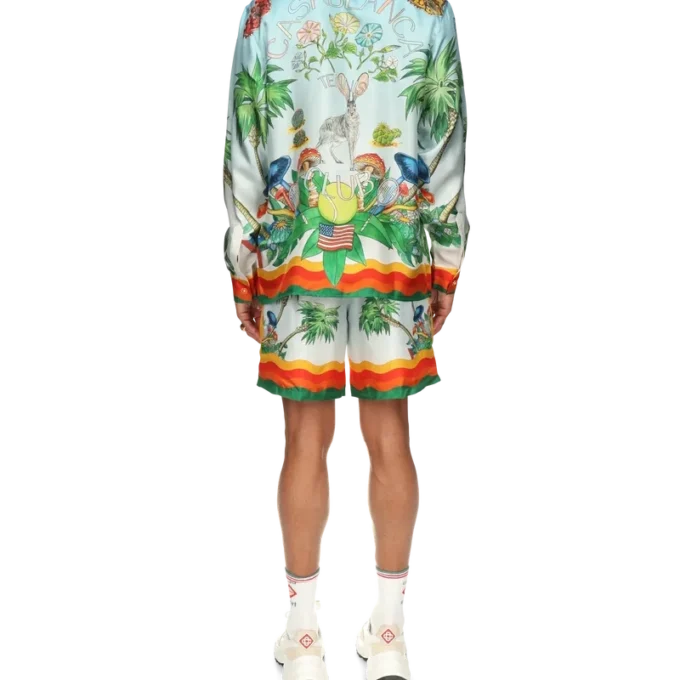 Palm Springs Tennis Club silkes skjorta med kubansk krage