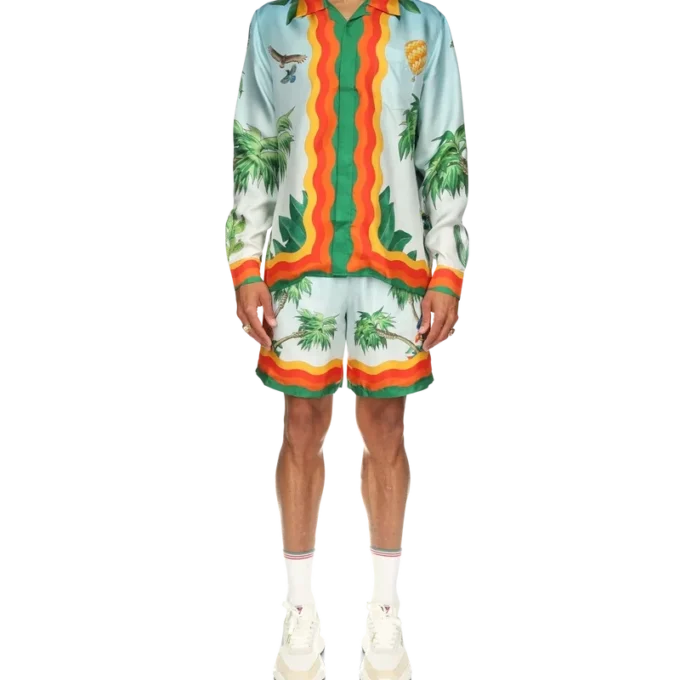 Palm Springs Tennis Club silkes skjorta med kubansk krage