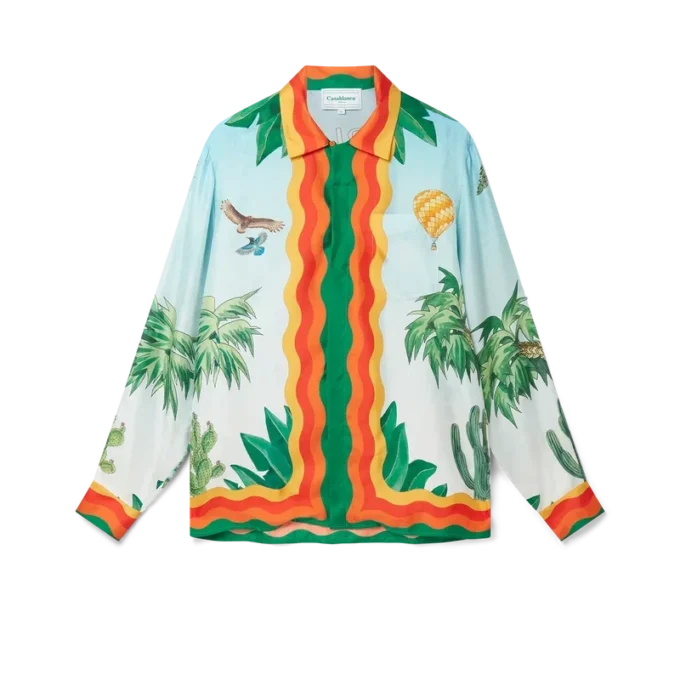 Palm Springs Tennis Club silkes skjorta med kubansk krage