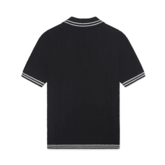 Pikétröja i bouclé med silverkant