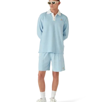 Pikétröja i velour med ränder