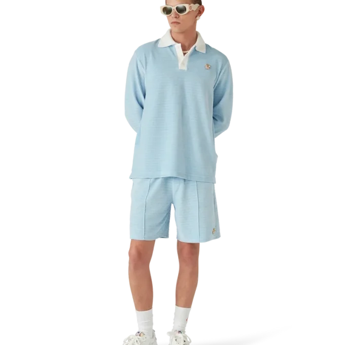 Pikétröja i velour med ränder