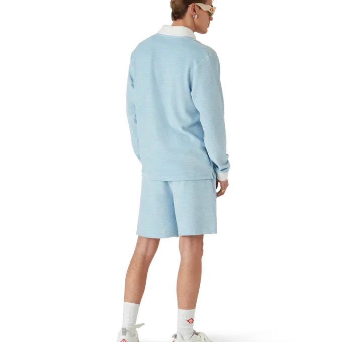 Pikétröja i velour med ränder