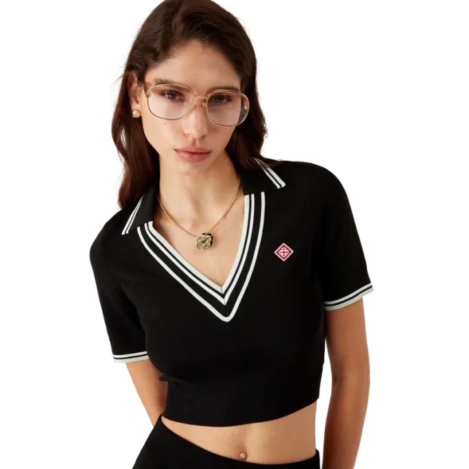 Pikétröja i viskos med V-ringning