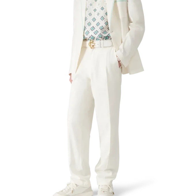 Plisserade byxor i linne