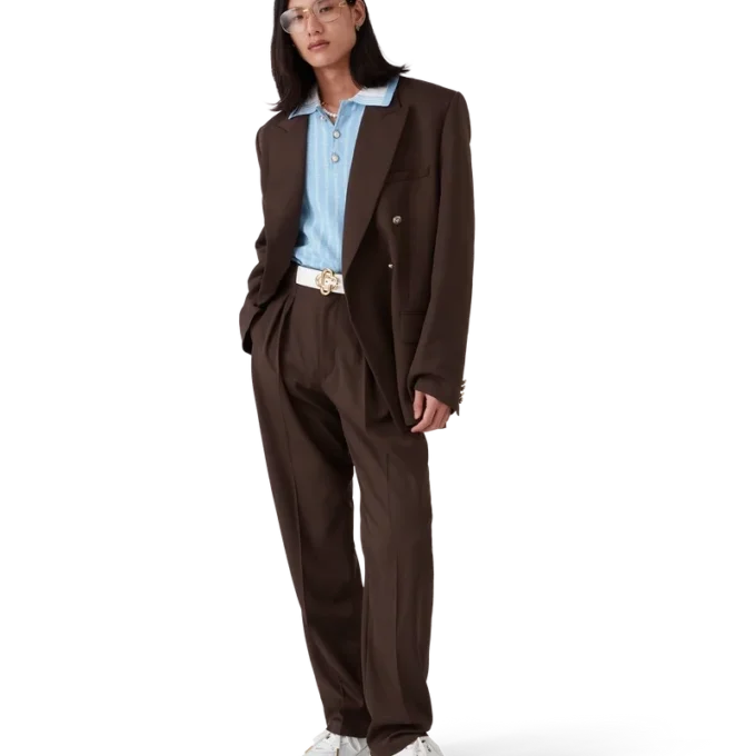 Plisserade skräddarsydda byxor i ull