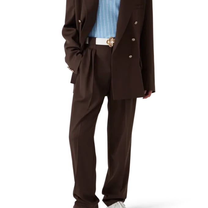 Plisserade skräddarsydda byxor i ull