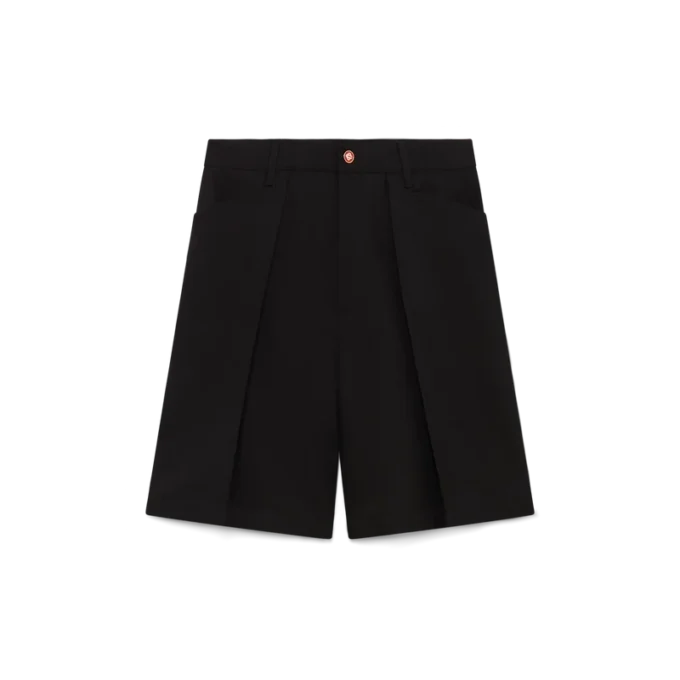 Plisserade skräddarsydda shorts i ull