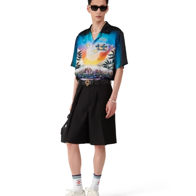 Plisserade skräddarsydda shorts i ull