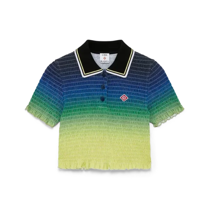 Polo-skjorta med korta ärmar och färgövergång