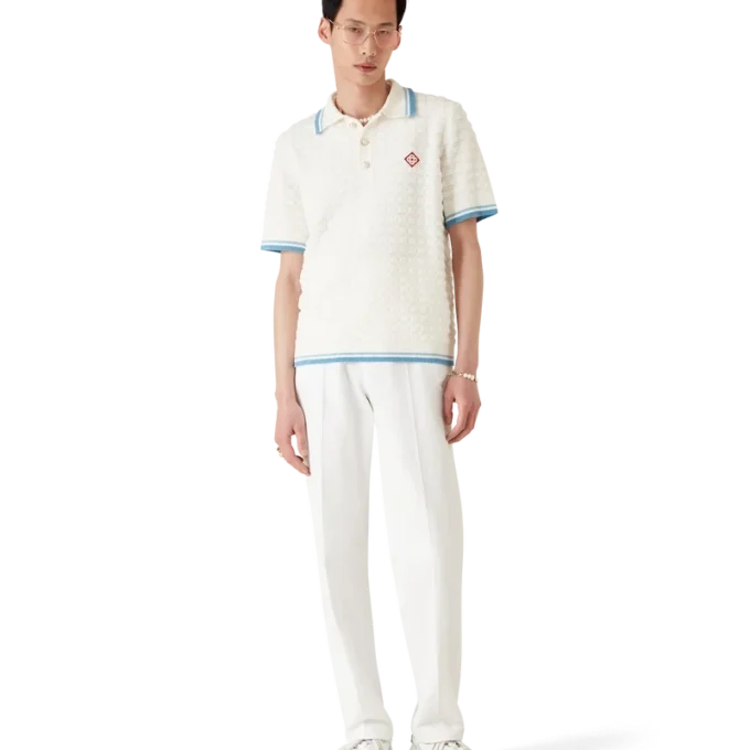 Polotröja i bomullsbouclé Polotröja i bomullsbouclé