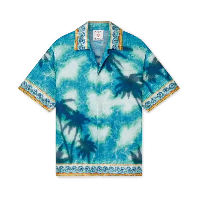 Poolside Emblem kortärmad silkesskjorta